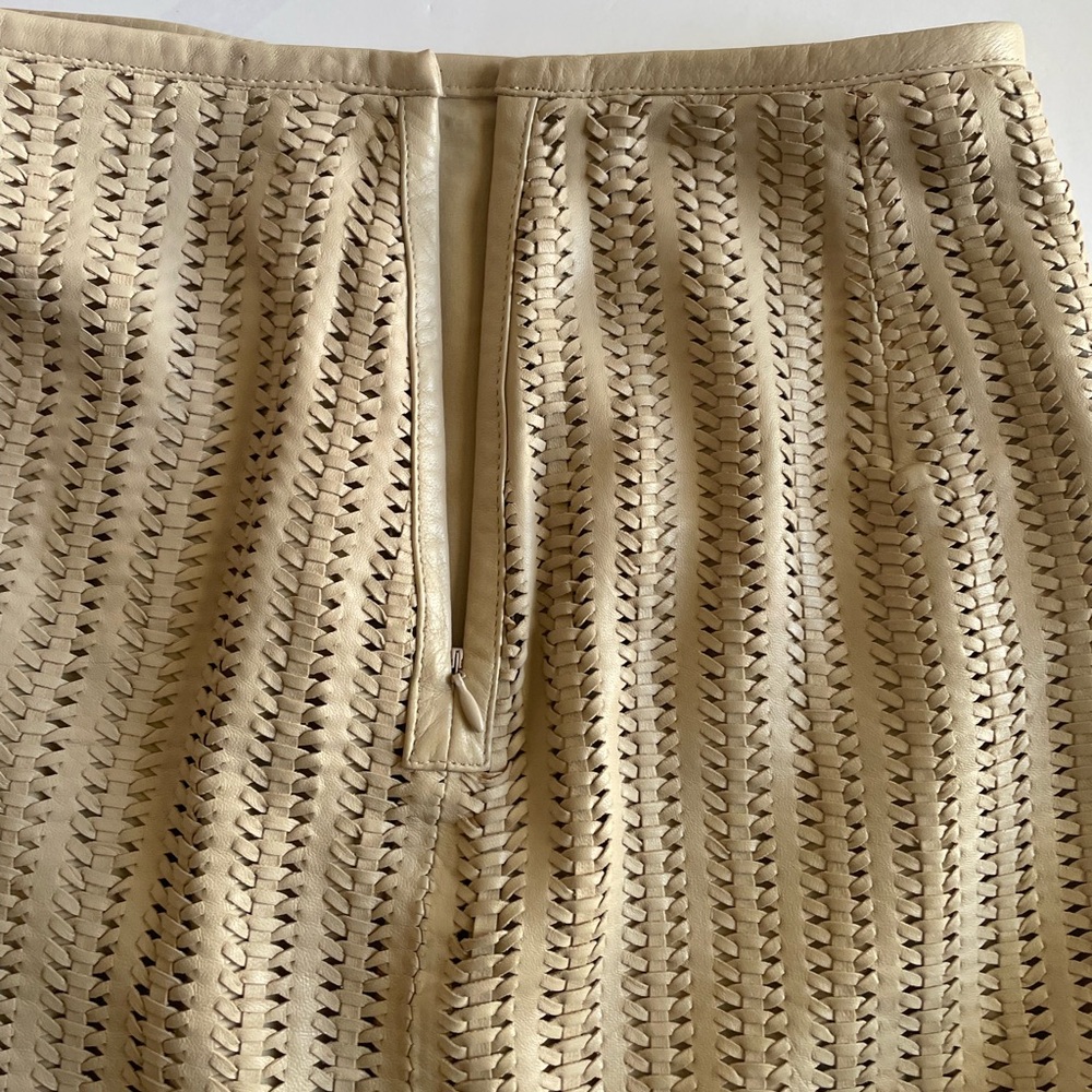Ralph Lauren Fringe-Trim Woven Lambskin Leather Pencil Skirt NWT - Picture 11 of 14